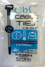 تصویر بست کمربندی 10 سانتی متر CBC ضخامت 2.5 بسته 100 عددی - سفید cable ties