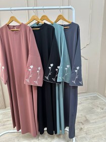 تصویر مانتو عبایی گلسا مدل تابستانه جنس کرپ سایز فری 