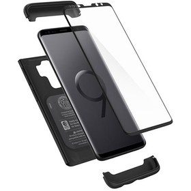 تصویر قاب محافظ و محافظ صفحه شیشه ای اسپیگن سامسونگ Spigen Thin Fit 360 Case Samsung Galaxy S9 Plus 