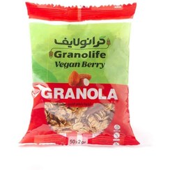 تصویر گرانولا وگان بری | حاوی کرنبری و توت فرنگی و بادام درختی | ساشه ای 50 گرم 