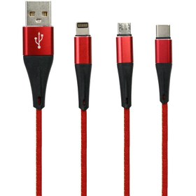 تصویر کابل 3 سر فست شارژ XS023 2A 1.2m XS023 3in1 Fast Data Cable