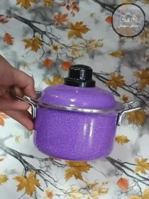 تصویر سرویس قابلمه روحی ضخیم با دسته استیل رنگی 