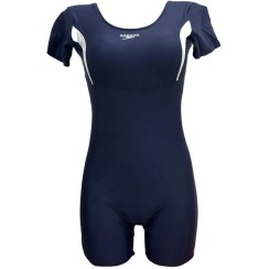 تصویر مایو پادار آستین دار زنانه اسپیدو سرمه ای نوار سفید 