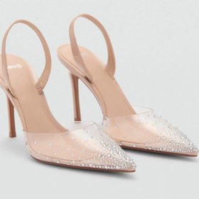 تصویر کفش نوک تیز با سنگ‌های قیمتی شفاف برند mango Transparent Rhinestone Pointed Toe Shoe