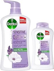 تصویر ژل دوش و شستشوی بدن Dettol Sensitive، رایحه اسطوخودوس و مشک سفید برای محافظت موثر از میکروب و بهداشت شخصی، 250 میلی لیتر و 500 میلی لیتر (بسته 2 عددی) - ارسال 20 روز کاری ا Dettol Sensitive Shower Gel & Body Wash, Lavender & White Musk Fragrance for Effective Germ Protection & Personal Hygiene, 250ml and 500ml (Pack of 2) Dettol Sensitive Shower Gel & Body Wash, Lavender & White Musk Fragrance for Effective Germ Protection & Personal Hygiene, 250ml and 500ml (Pack of 2)