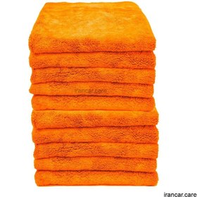 تصویر بسته 10 عددی حوله مايكروفايبر نارنجی مدل 40*40 Microfiber Towel 