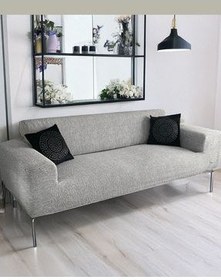 تصویر روکش مبل نود با کیفیت پارچه ژاکوارد مورد Sofa برای 3 نفر کرم سنگی قابل شستشو بود TUCHMALL 