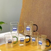 تصویر لیوان پیرکس مربع دسته رنگی سوگا بسته ۶ عددی 