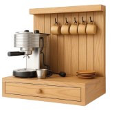 تصویر شلف بار باریکا چوب گردو بلوط با پایه فلزی مخفی 