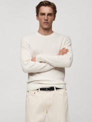 تصویر سوئیشرت بافتنی نخی طرح دار برند mango man Ribbed Cotton Knitted Sweater