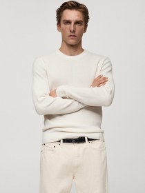 تصویر سوئیشرت بافتنی نخی طرح دار برند mango man Ribbed Cotton Knitted Sweater