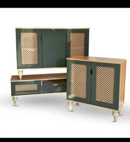 تصویر ست کامل آینه کنسول حصیری ساحل 