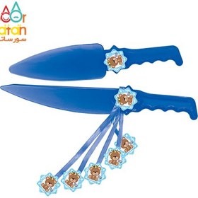 تصویر کارد و کفگیر کیک تم تدی پسر 