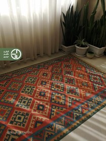 تصویر گلیم دستباف 2متری مدل قشقایی صادراتی کد 137821 Qashqai kilim