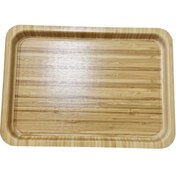 تصویر سینی تمام بامبو مستطیل بدون دسته لبه ظخیم 25*35 اصل وارداتی Rectangular all-bamboo tray without handles