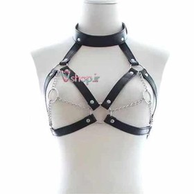 تصویر هارنس فانتزی سینه چرم مصنوعی قابل استفاده روی لباس زنانه اورجینال وارداتی کد M389 Harness