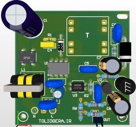 تصویر فایل pcb آلتیوم منبع تغذیه سوئیچینگ 15 ولت 1.5 آمپر 