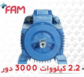 تصویر الکتروموتور 3 فاز فریم 90L آلومینیومی 2.2 کیلووات (3 اسب) 3000 دور موتوژن Electric motor 3-phase 90L aluminum frame 2.2 kW (3 hp) 3000 rpm