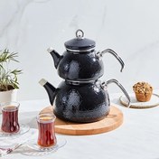 تصویر ست کتری و قوری لعابی مشکی کاراجا مدل kristal 