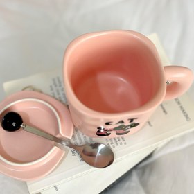 تصویر ماگ گربه صورتی 