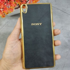 تصویر گارد گوشی Sony Xperia XA Ultra دور طلایی پشت چرم 