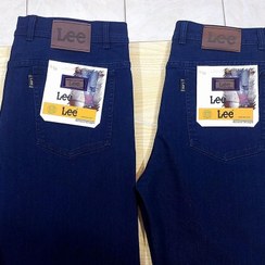 تصویر شلوار لی راسته مردانه رنگ سرمه ای، آبی و آبی نیمه روشن ا Men's jeans in blue color Men's jeans in blue color