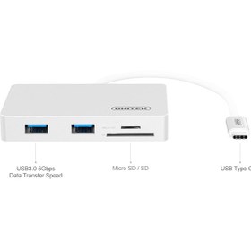 تصویر هاب USB3.0 دو پورت به همراه کارت خوان آلومینیومی یونیتک مدل Y-9319 