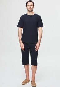 تصویر ست پیژامه آبی مردانه دریایی 100 ٪ آستین کوتاه پنبه 2 مجموعه TWN 