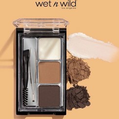 تصویر کیت سایه ابروWet N Wild شامل:2 رنگ سایه ابرو، وکس نرم حالت‌دهنده، یک عدد براش، یک عدد موچین جلوه طبیعی و مات بر روی ابروها ساخت آلمان 