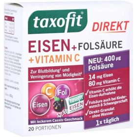 تصویر مکمل آهن پودری آلمانی taxofit® Eisen + Vitamin C Direkt-Granulat 