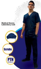 تصویر اسکراب پزشکی مردانه کلاه و روپوش و شلوار پی تی ان (اصل) PTN uniforms scrubs uniforms