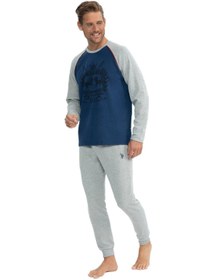 تصویر ست پیژامه فاق نرمال آستین بلند طرح دار مردانه | یو اس پولو U.S. Polo Assn. 