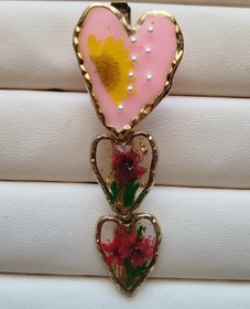 تصویر گل سر انبری قلبی رزینی سایز بزرگ کد 89 