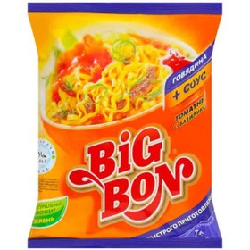 تصویر نودل بیگ بون Big Bon Domates & Fesleğen Sosu با سس گوجه فرنگی و ریحان 75 گرم 