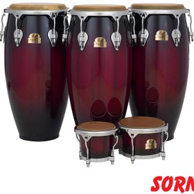 تصویر تومبا سه تايي با بانگو و پايه مدل Elite Congas Pearl 