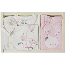 تصویر ست لباس پنج تکه بیمارستانی نوزاد دخترانه طرح خرگوش و گل دانالو Danaloo Danaloo Rabbit & Flower 5-Piece Baby Girl Hospital Clothing Set