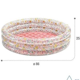 تصویر استخر بادی سه حلقه اینتکس مدل شکوفه صورتی intex 58427