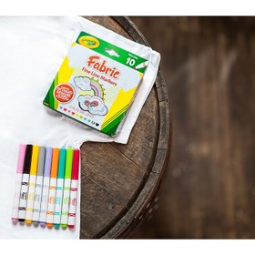 تصویر ماژیک پارچه، خط نازک، بسته ۱۰ عددی برند crayola Fabric Markers, Fine Line, 10 Count