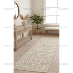 تصویر فرش راهرویی یا فرش کناره مینیمال کرمی کد Roll25 