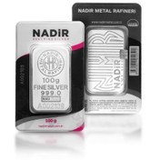 تصویر شمش نقره نادیر ۱۰۰ گرمی عیار ۹۹۹ 