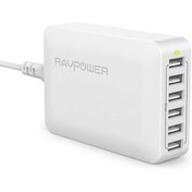 تصویر شارژر 6 پورت 60 وات راوپاور RP-PC028 ا Ravpower RP-PC028 6Port 60W USB Adaptor Charger Ravpower RP-PC028 6Port 60W USB Adaptor Charger