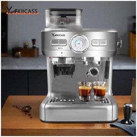 تصویر اسپرسوساز یاکسی کاس مدل YAXIICASS CM5700C-GS YAXIICASS Professional Espresso Maker Electric Coffee Maker with Coffee Grinder