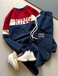 تصویر ست پوشاک پسرانه king سایز ۶۵ تا ۷۰ رنگ زرشکی و سورمه ای 