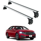 تصویر جعبه بار سقفی فولکس واگن جتا 2019 2025 رک بدون شکاف ریل میانی توروس سری PRO 4 خاکستری auto paw 