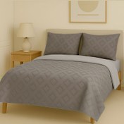 تصویر سرویس روتختی کاوری مینیمال طرح برجسته لوزی (طوسی) 