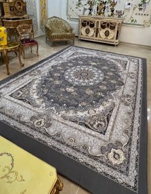 تصویر کاور فرش و روفرشی کشدار طرح جدید رنگ طوسی ترکیب کرم طلایی کد Rh1661 (با فیلم)/ cover carpet code Rh1661 