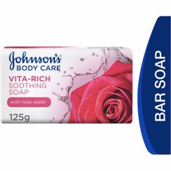 تصویر صابون 125گرم جانسون همراه با عصاره گلاب - صابون آرام بخش غنی از ویتامین - Johnson body care vita-rich 