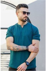 تصویر تیشرت یقه کوبایی مشکی سایز XL 