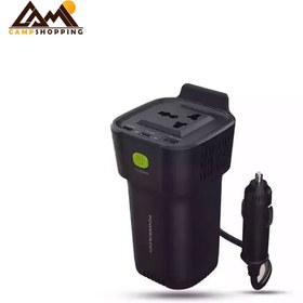 تصویر اینورتر خودرو پاورولوژی P150INVBK با توان ۱۵۰ وات 150W Cup Holder Power Inverter