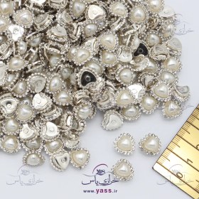 تصویر نگین دوختنی قلبی پایه دار وسط مروارید 14 میل (10 عددی) 